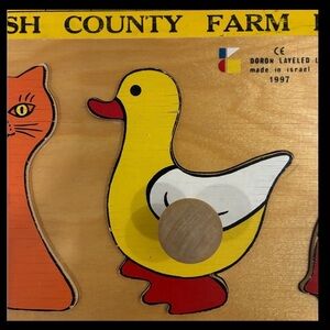 Easter Ducky Puzzle Animal Wooden Knob Puzzle  farm pet animals Toddler Puzzle
